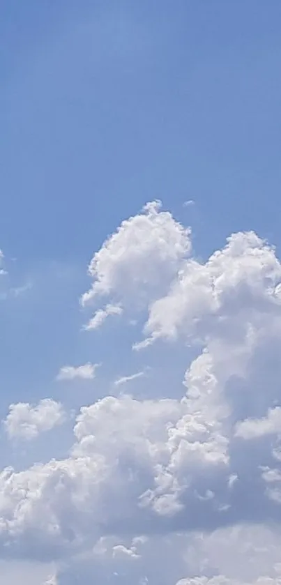 Mobile wallpaper with blue sky and white clouds, creating a serene backdrop.