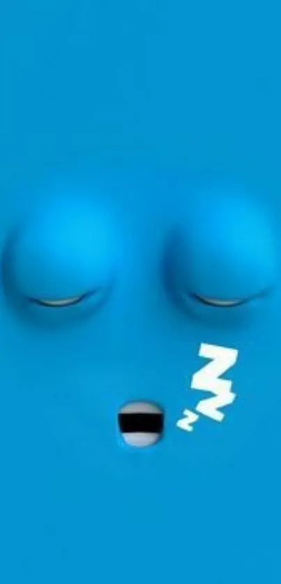 Cute blue sleepy face wallpaper with closed eyes and 'zzz' symbol.