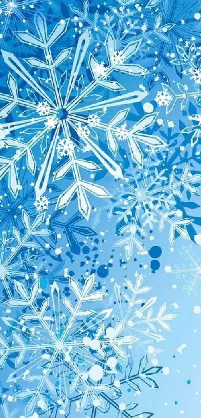 Blue snowflake mobile wallpaper with icy patterns.