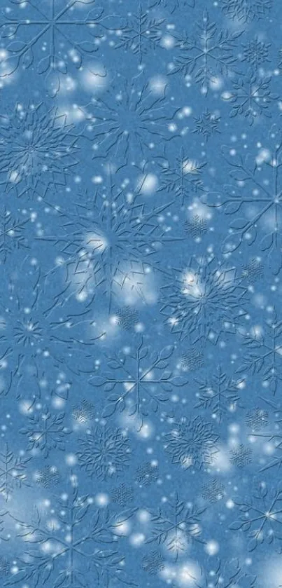 Blue snowflake wallpaper for mobile phone screen.