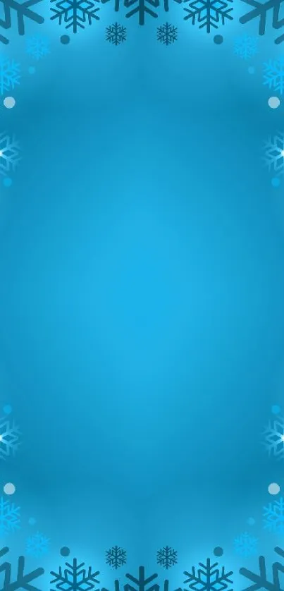 Blue snowflake and icy pattern mobile wallpaper.