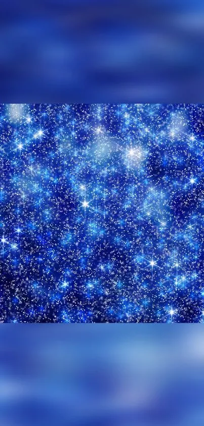 Sparkling blue galaxy wallpaper with stars.