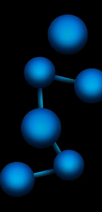 Mobile wallpaper with blue spheres on black background.