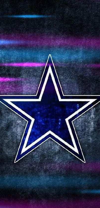 Blue star on dark denim texture wallpaper.