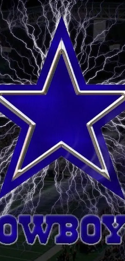 Blue star with lightning background wallpaper.