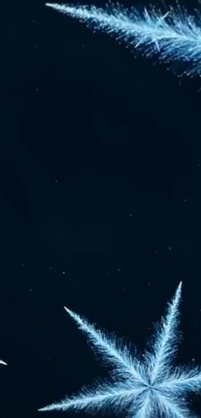 Mobile wallpaper featuring icy stars on a navy blue night sky.