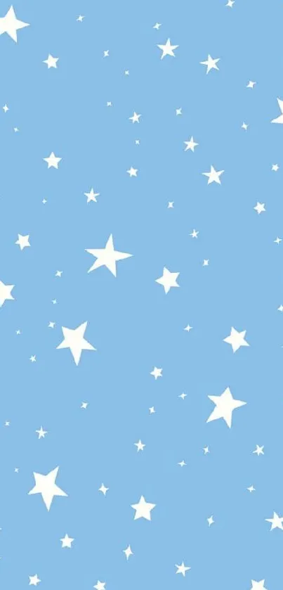 Blue background with white stars pattern wallpaper.