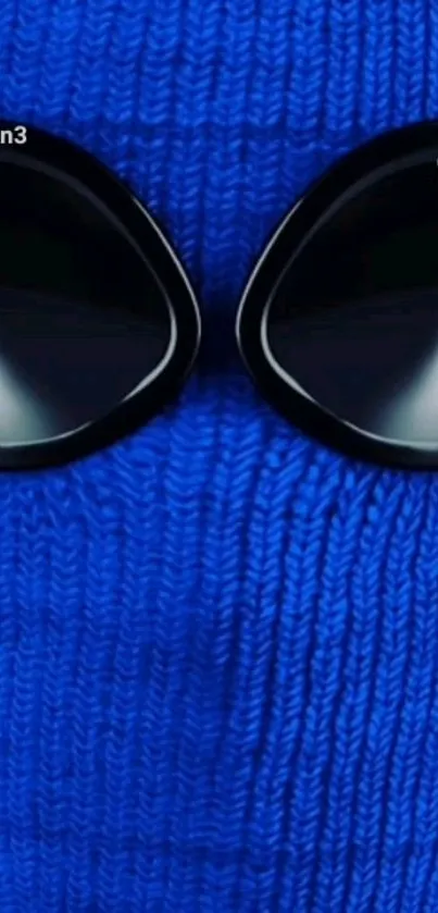 Blue knit texture with black sunglasses mobile wallpaper.