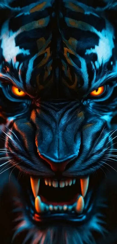 Blue Tiger With Yellow Eyes Live Wallpaper