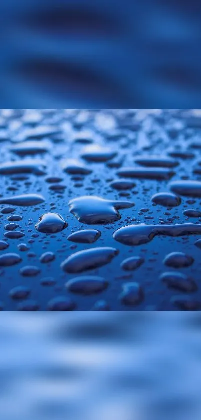 Realistic blue water drop wallpaper for mobile devices.