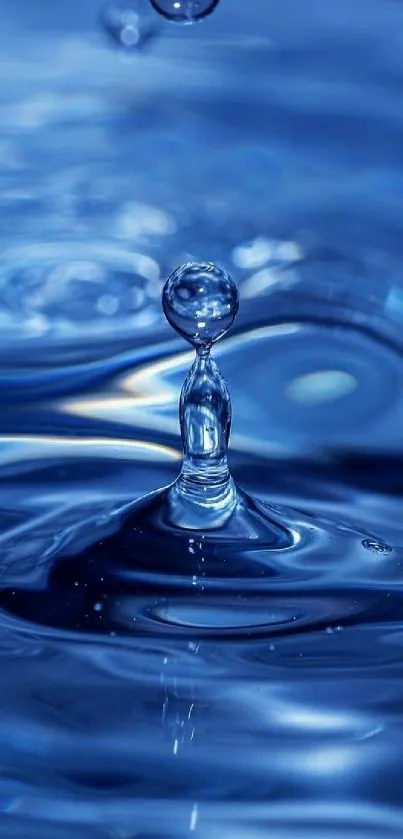 Beautiful blue water droplet with ripples in abstract design.