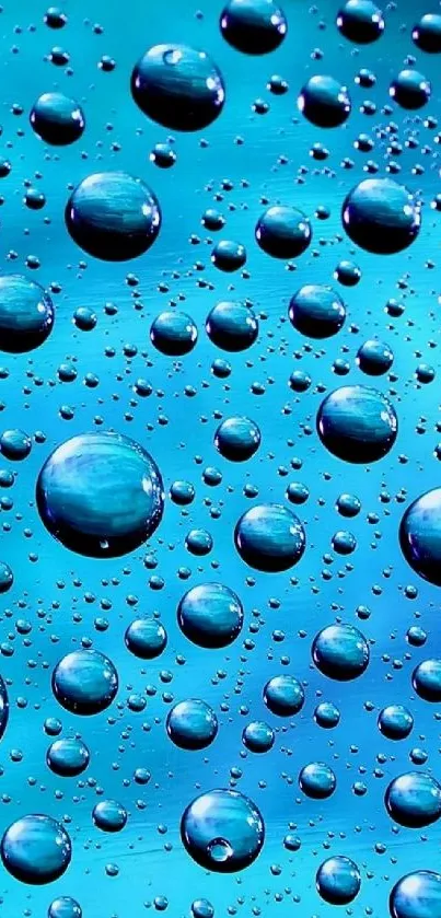 Vivid blue water droplets on a gradient background mobile wallpaper.