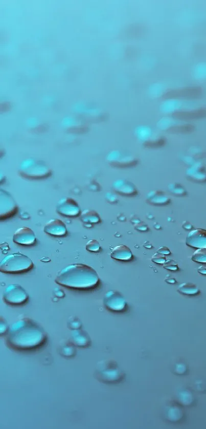 Serene blue wallpaper with water droplets for a calming phone screen.