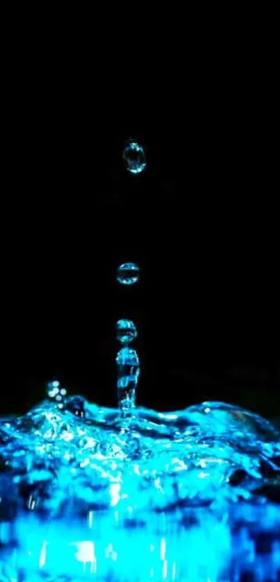 Vivid blue water splash on dark background mobile wallpaper.