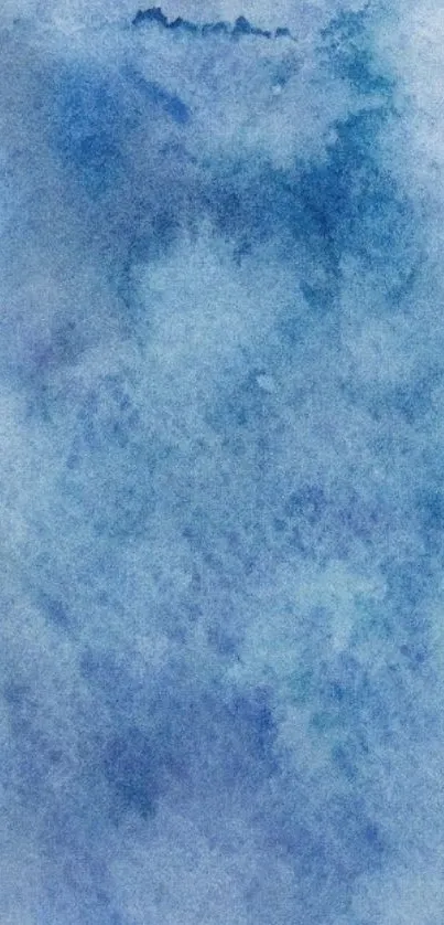 Blue watercolor texture mobile wallpaper for a calming, artistic phone background.