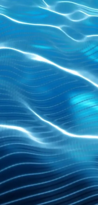 Blue waves abstract mobile wallpaper with fluid lines and serene colors.