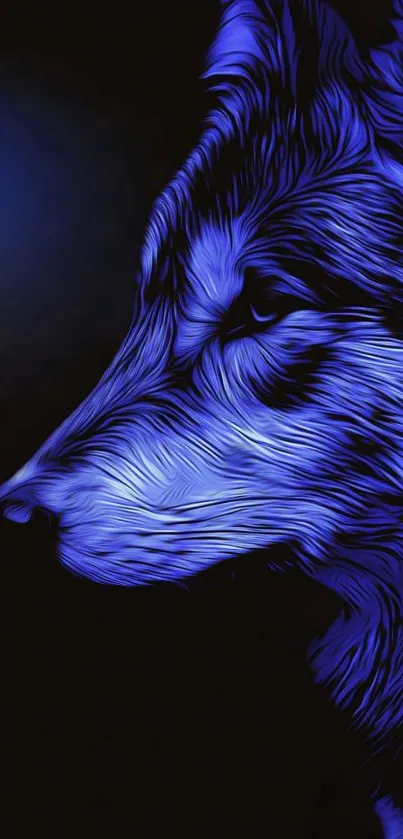 Abstract blue wolf silhouette on a dark background