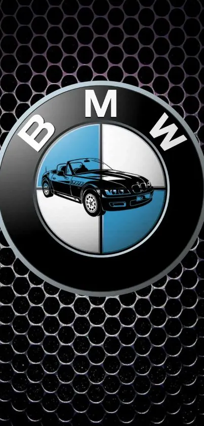 BMW logo on a textured black background for phone wallpaper.