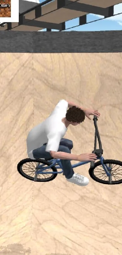 Cyclist performing BMX trick in skate park game wallpaper