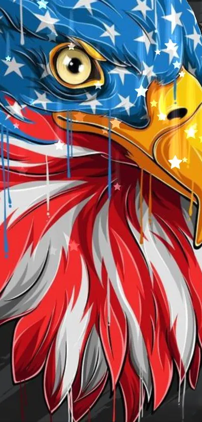 Bold artistic eagle with American colors for mobile wallpaper.