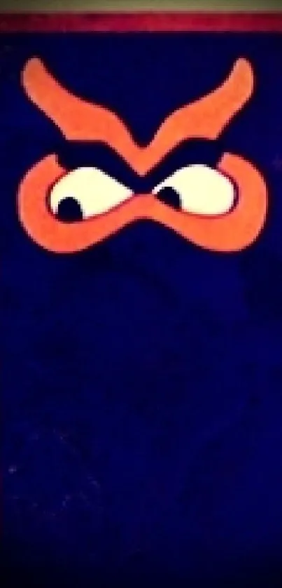 Mysterious dark blue wallpaper with bold orange eyes.