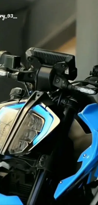 Bold blue motorcycle with modern design