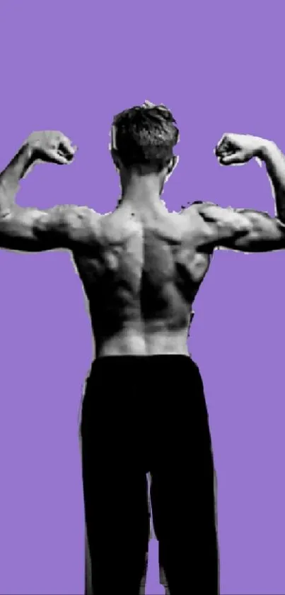 Silhouette of a muscular back with purple accent, perfect for a modern wallpaper look.