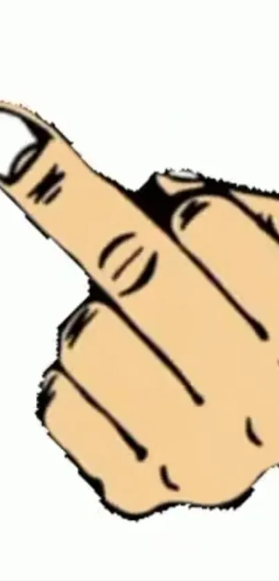 Cartoon hand gesture with prominent middle finger on a simple background.