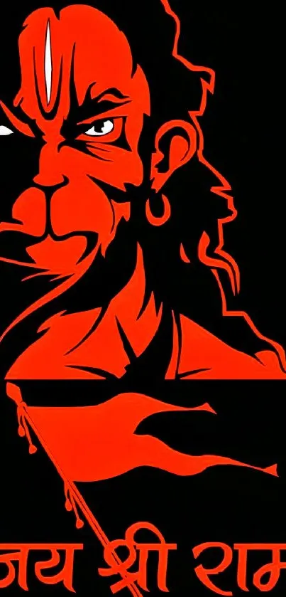 Striking Hanuman digital art on a black background, ideal for mobiles.