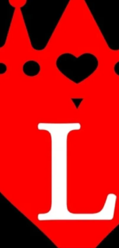 Heart and crown design with letter 'L'.