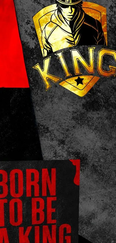 Bold 'Born to be a King' wallpaper with red and black colors.