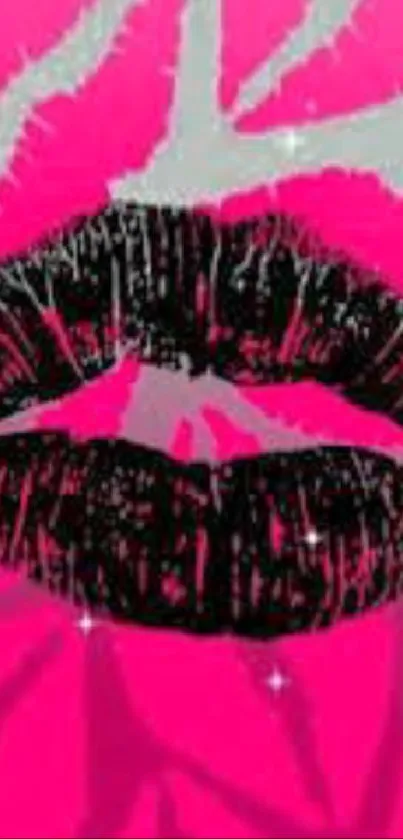 Bold pink lip design on vibrant pink background mobile wallpaper.