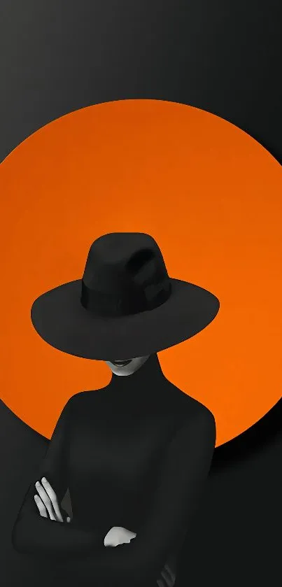 Bold silhouette and orange circle wallpaper