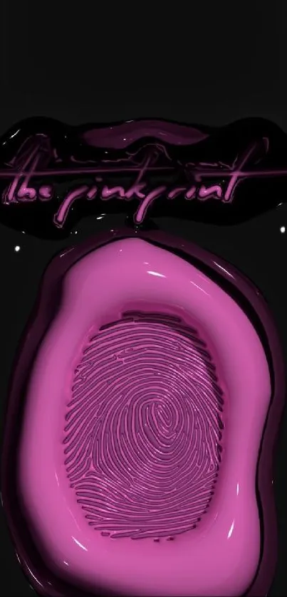 Bold pink fingerprint design on black background wallpaper.