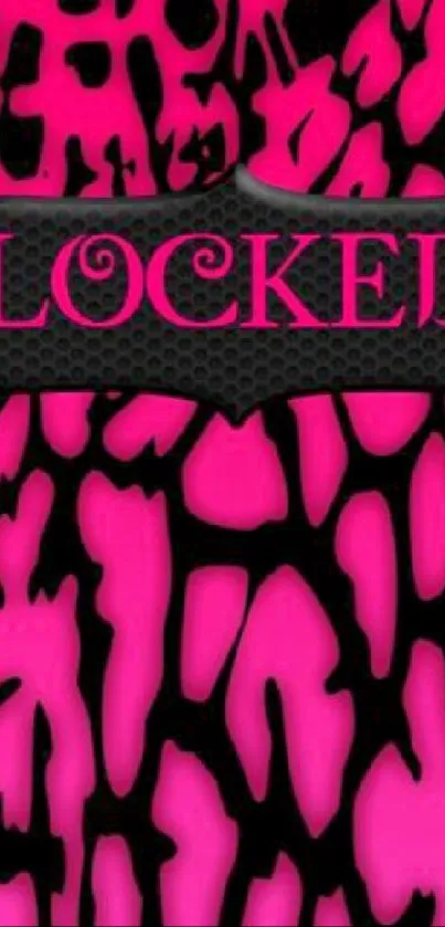 Bold, pink and black abstract mobile wallpaper with 'locked' text.