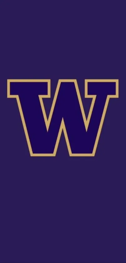 Purple mobile wallpaper with bold gold "W" design.