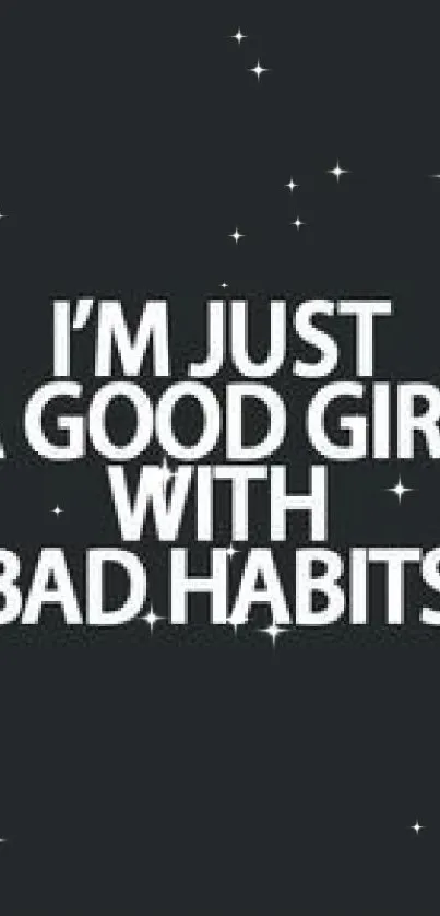 Dark background wallpaper with bold white quote.