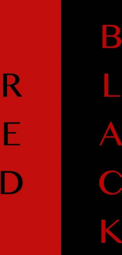 Red and black wallpaper with vertical text.