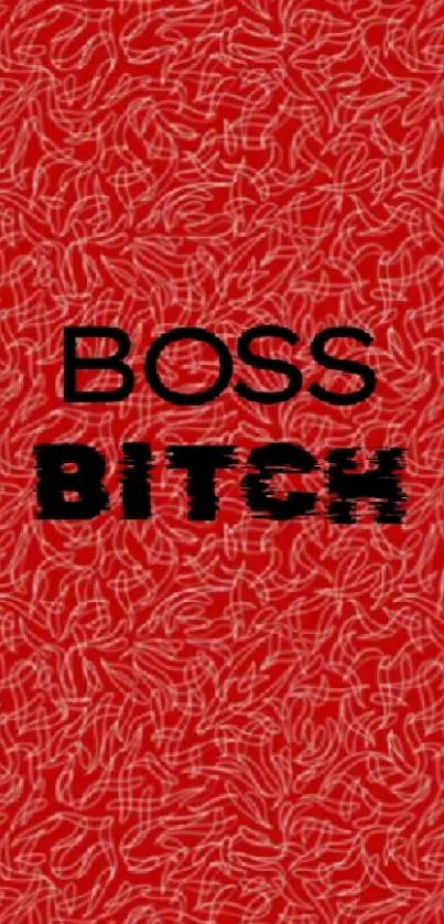 Red wallpaper with 'Boss Bitch' text in bold design.