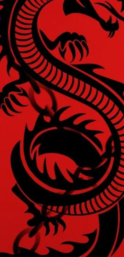 Black dragon on a red background.