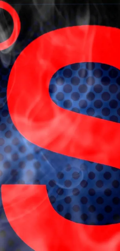 Bold red letter on smoky dark blue background wallpaper.