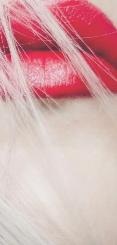 Close-up of bold red lips on a soft background.