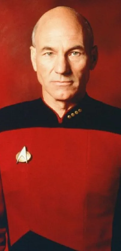 Red sci-fi wallpaper with a bold futuristic character.