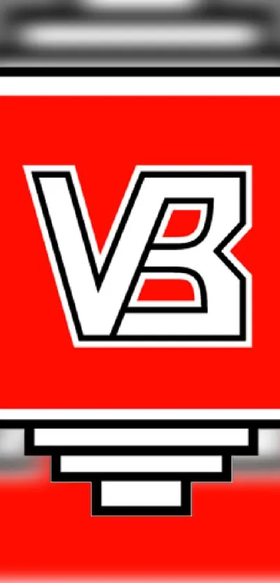 Bold red VB logo design wallpaper with black and white accents.