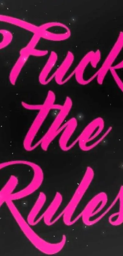 Vibrant pink typography on black background, bold statement art.