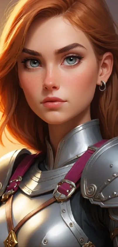 Fantasy warrior princess in detailed armor, vibrant mobile wallpaper.