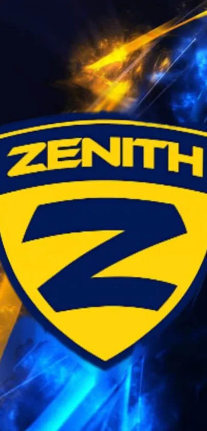 Vibrant Zenith logo in blue and yellow, ideal for mobile wallpaper.