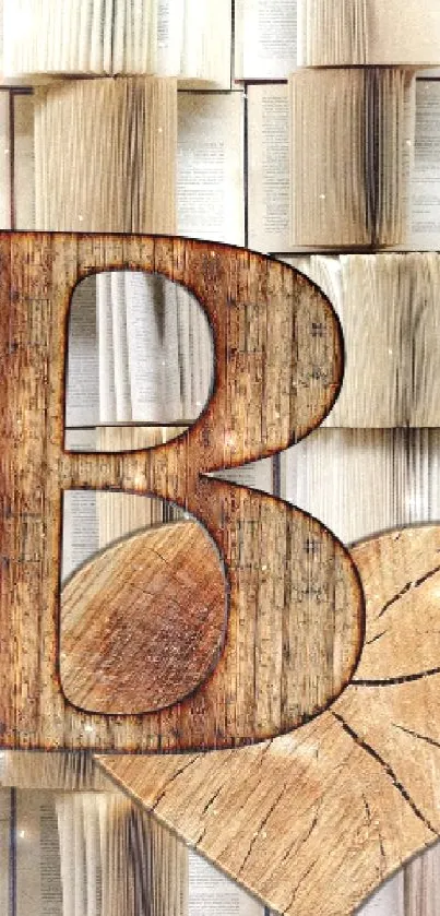 Wooden letter and heart on open book background wallpaper.