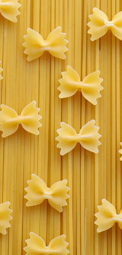 Golden yellow bowtie pasta wallpaper for mobile.