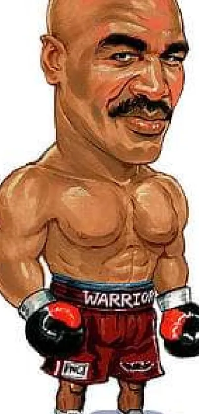 Cartoon caricature of a muscular boxer in gloves.